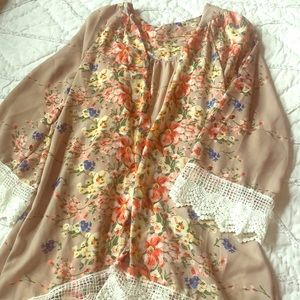 Floral and Lace Cover Up